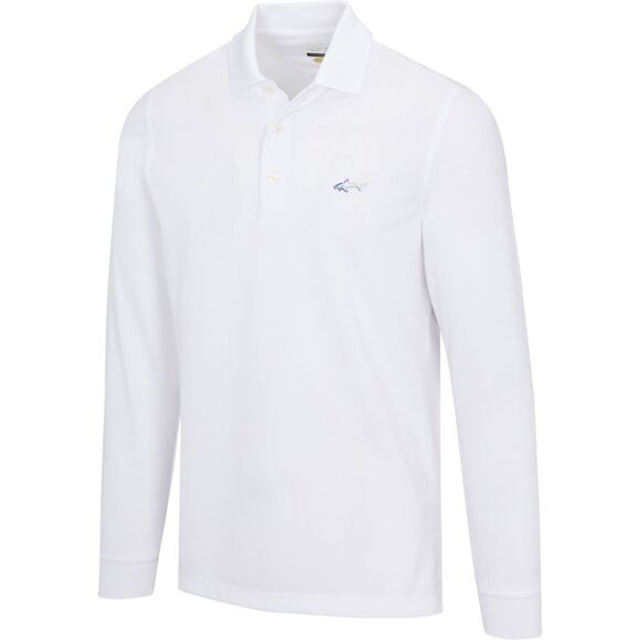 Greg Norman Men’s LONG SLEEVE PIQUE SHARK POLO - Picture 1 of 9
